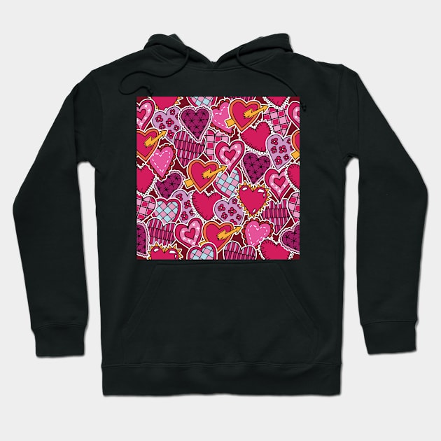 Hand Drawn Pink Hearts Hoodie by Blue-Banana